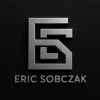 Eric Sobczak monogram logo in brushed silver with integrated E and S.